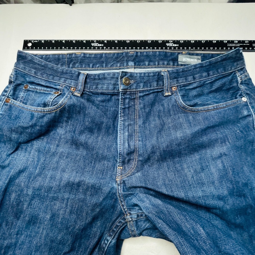 Bonobos Jeans Mens 40x32 Straight Leg USA Made Selvedge Dark Wash Denim - Picture 8 of 16